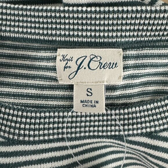 J. Crew Cotton Split Hem Sweater Men Small Green White Striped NWT TP-3500 - Picture 8 of 10